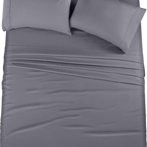 Utopia Bedding 4-Qaybood oo Go’ayaal ah – Cabbirka Queen (Grey)